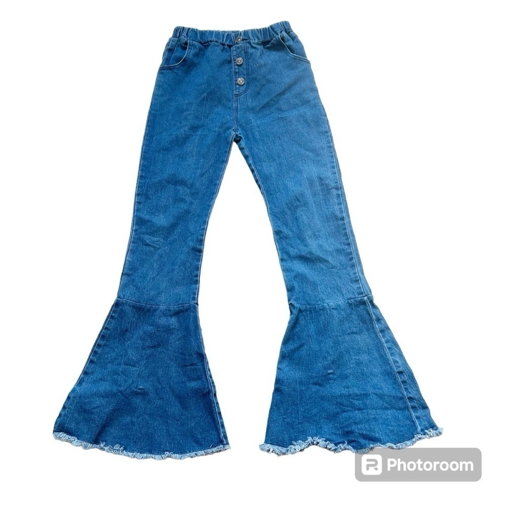 Denim Handmade Bell-Bottoms Stretch Waist Faux Button Fly No Back Pockets